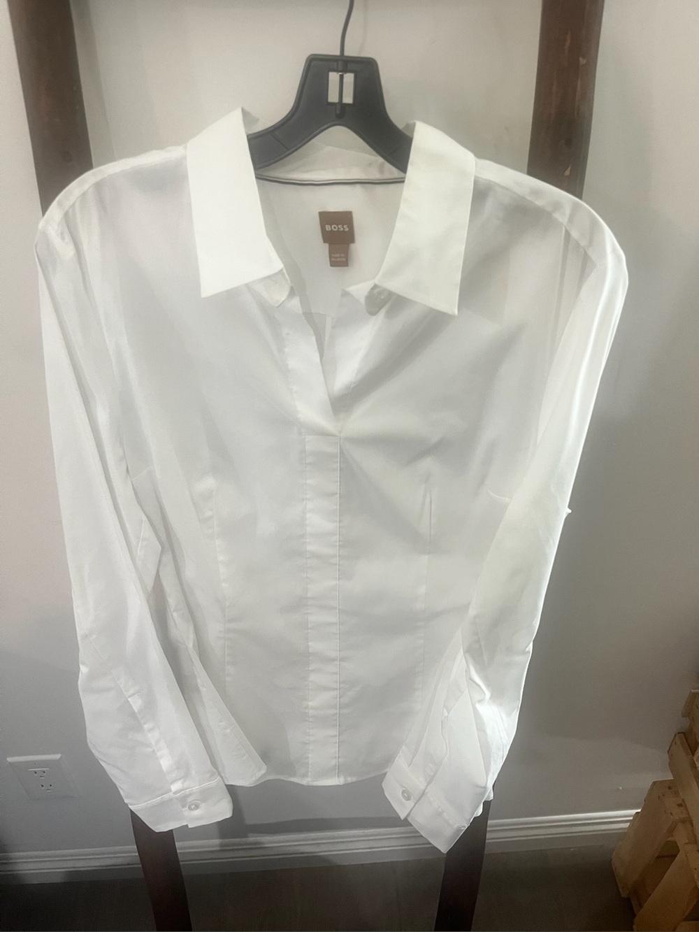 BOSS White Long-Sleeve Button Shirt